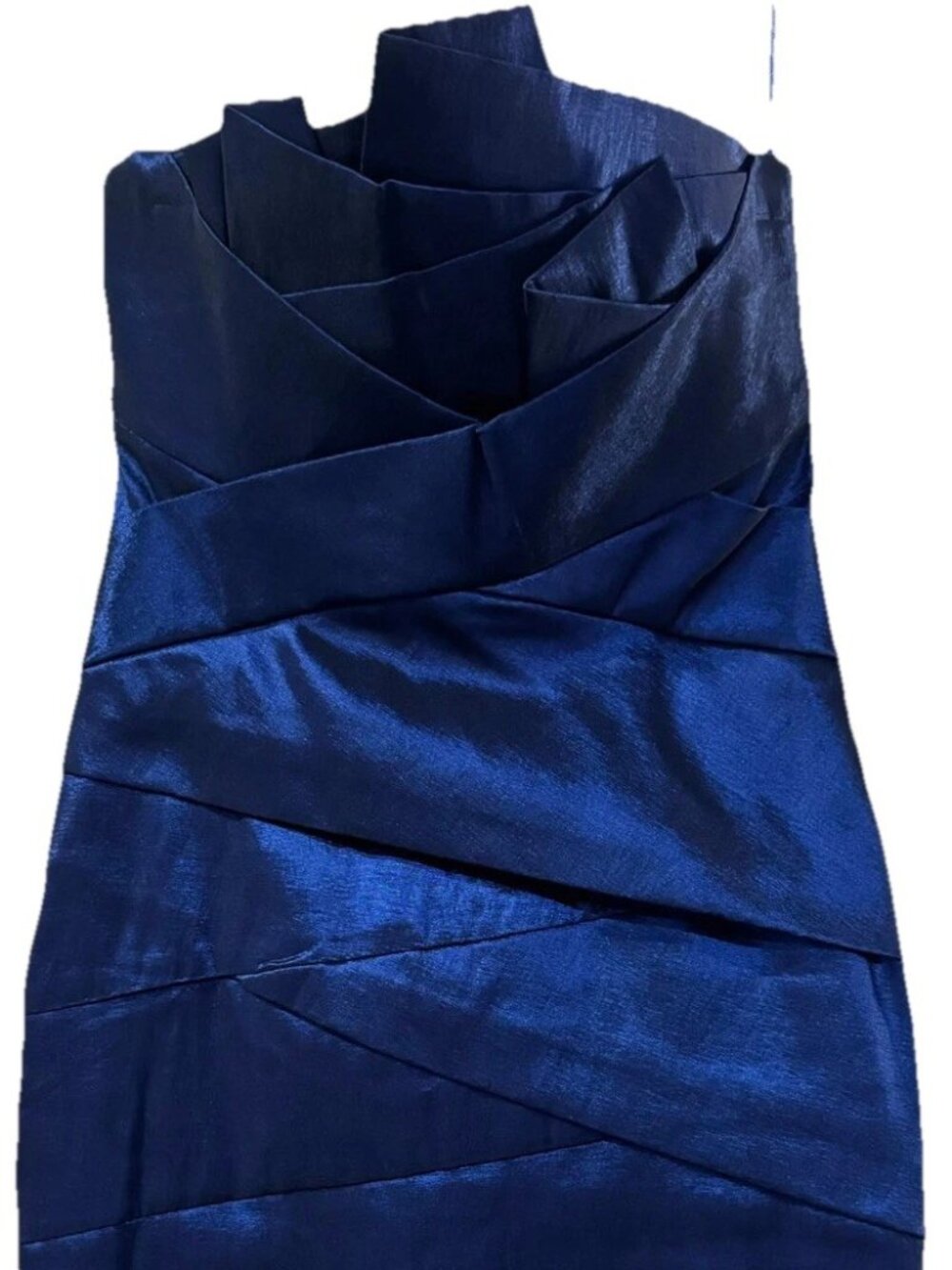C. Luce Navy Blue Shiny Strapless Bodycon Lined Cocktail Party Dress sz Small